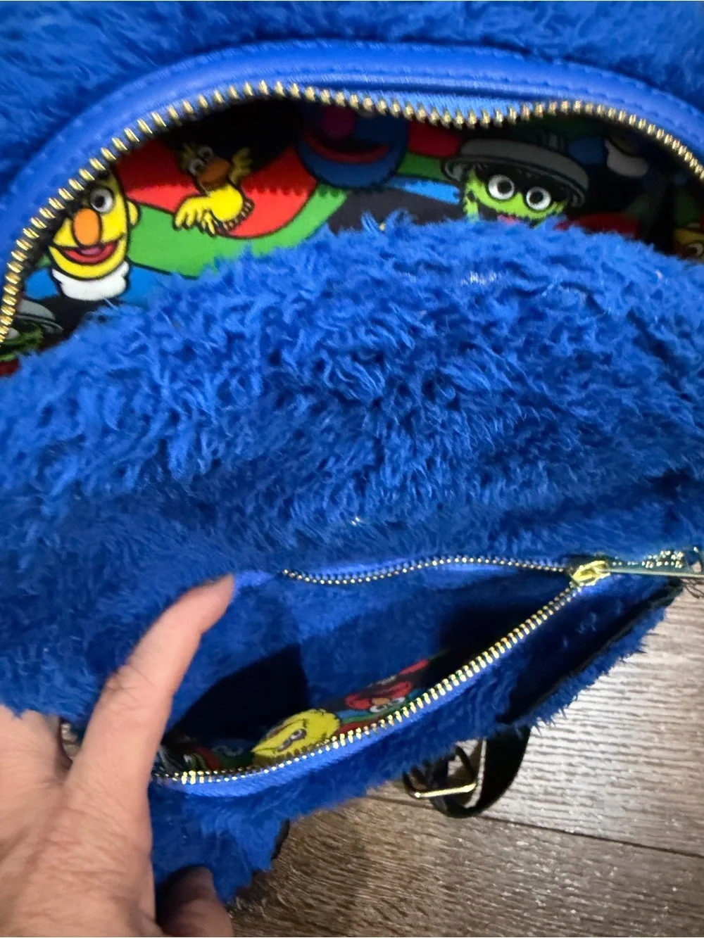 Loungefly Sesame Street Cookie Monster mini backpack blue and orange